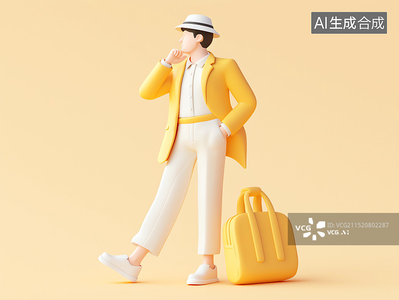 【AI数字艺术】3D思考的人图片素材