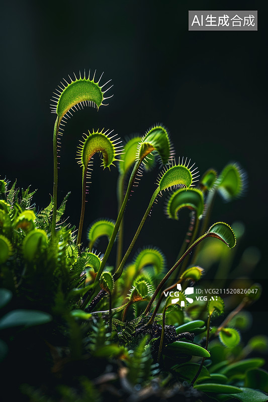 【AI数字艺术】捕蝇草的特写镜头图片素材