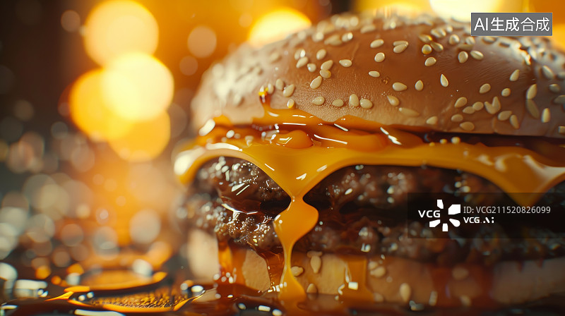 【AI数字艺术】美味的芝士牛肉汉堡图片素材