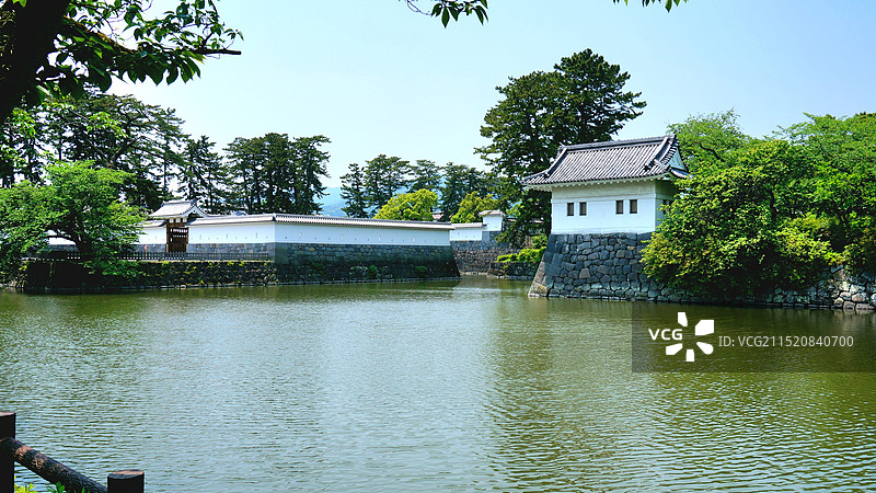 日本神奈川县小田原市，小田原城的护城河图片素材