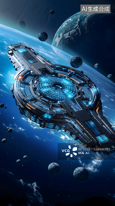 【AI数字艺术】科幻宇宙飞船太空舰艇星际飞船未来交通图片素材