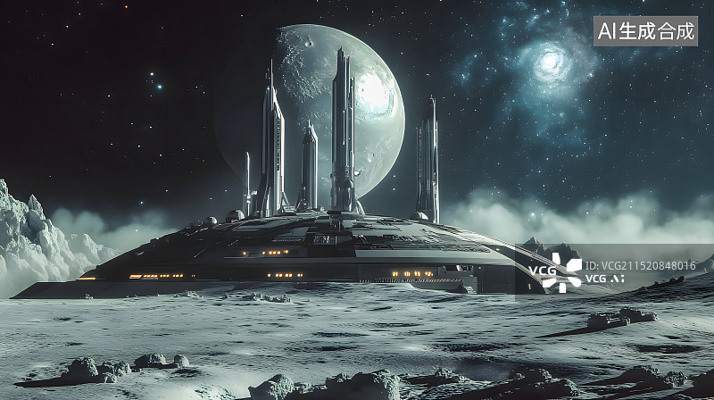 【AI数字艺术】科幻宇宙飞船太空舰艇星际飞船未来交通图片素材