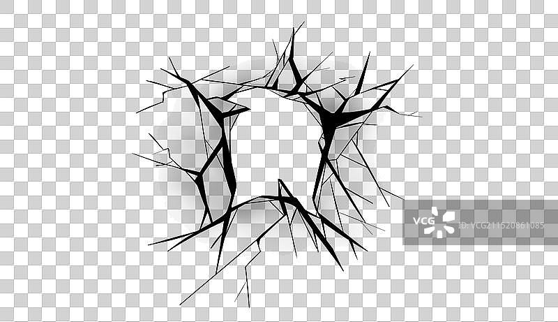卡通手绘破洞裂痕裂开免扣元素图片素材