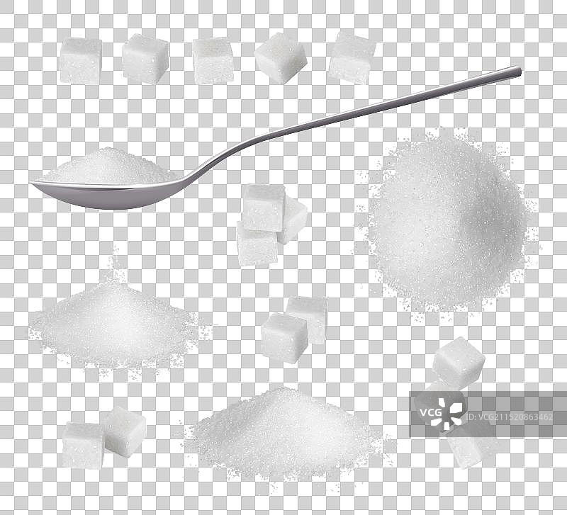 方糖和勺子里的甜味剂图片素材