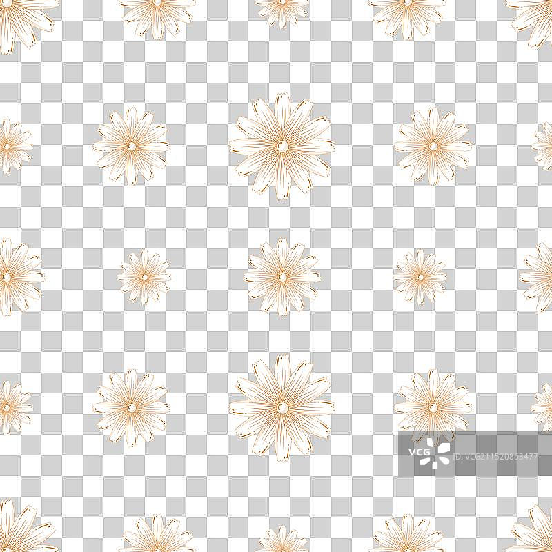 黄色轮廓金盏花无缝图案图片素材