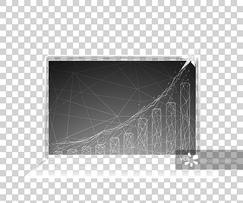 笔记本电脑屏幕上的增长图表图片素材