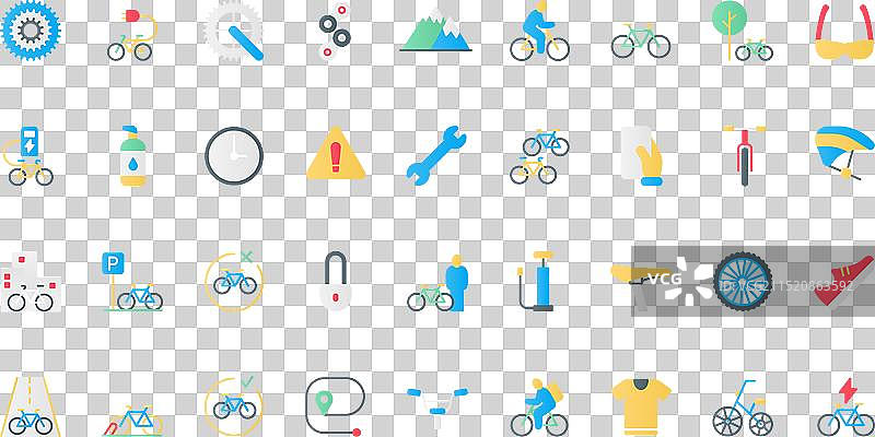 自行车店维修租赁扁平图标集图片素材