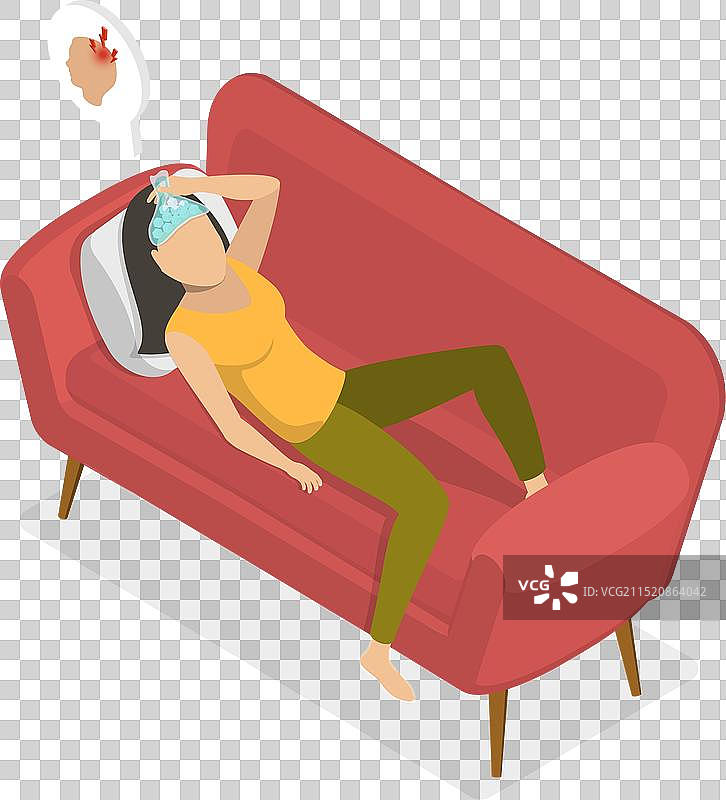 2.5D宿醉等距扁平风格插画图片素材