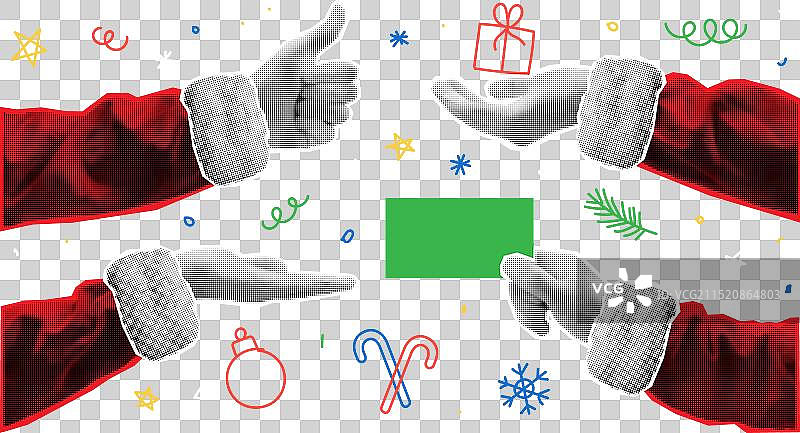 半色调圣诞老人手部素材图片素材