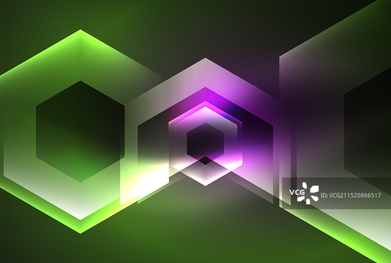 箭头六边形霓虹灯发光形状背景图片素材