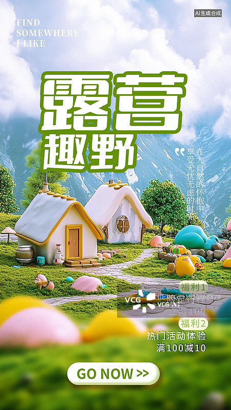 【AI数字艺术】国庆旅游度假露营竖版海报图片素材