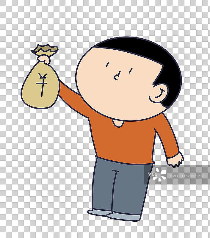 手拿钱袋的人物图片素材