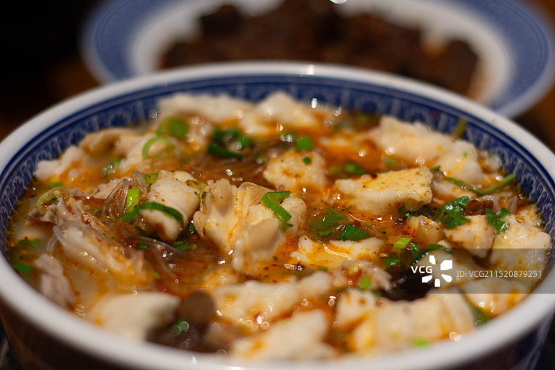 辣子蒜羊血和葫芦头泡馍图片素材