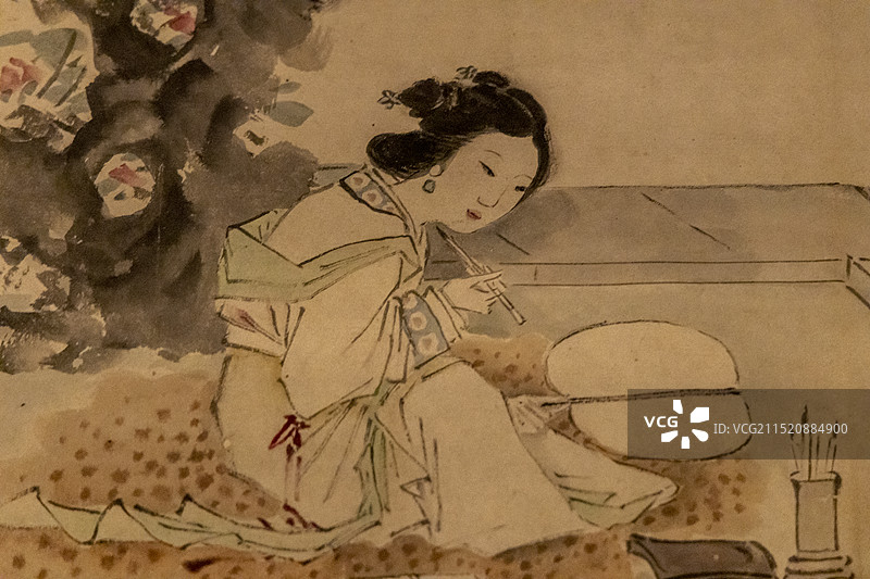 北京“故宫博物院藏历代人物画特展”：明 吴湘 仕女图卷（纸本，设色）图片素材