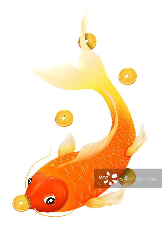手绘锦鲤好运图片素材