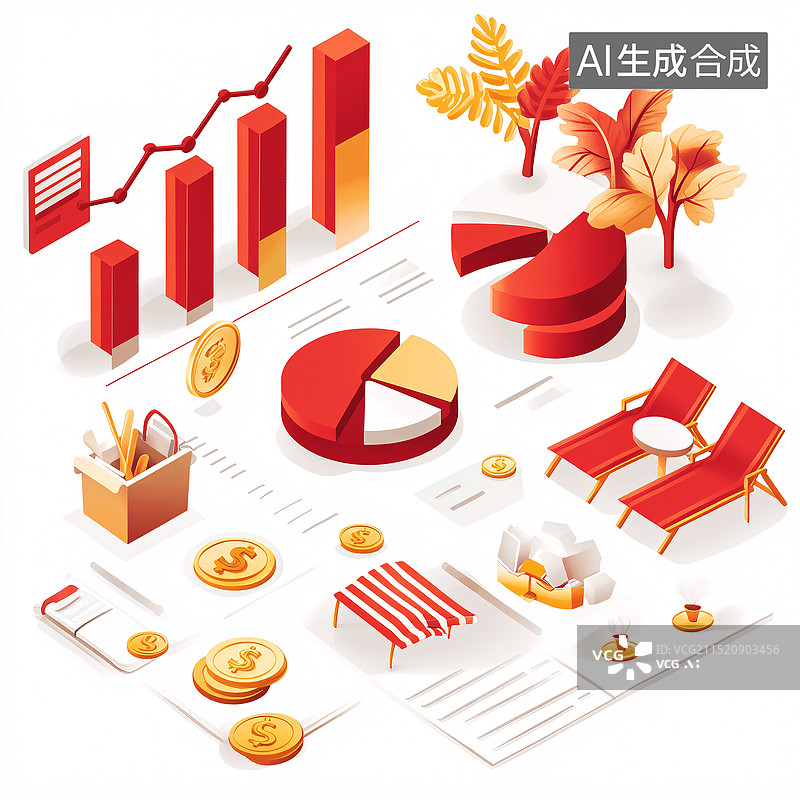 【AI数字艺术】保险养老金融元素图片素材