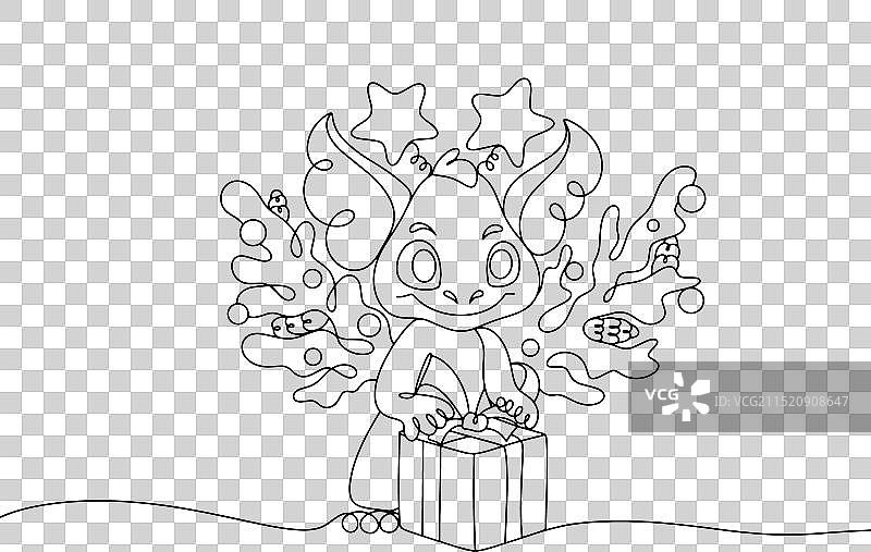 有趣的龙线条图片素材