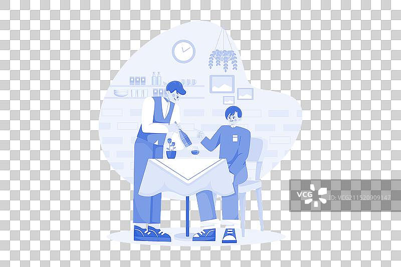 服务员给男人送瓶子图片素材