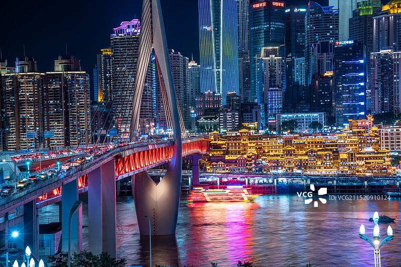 重庆千厮门大桥夜景图片素材