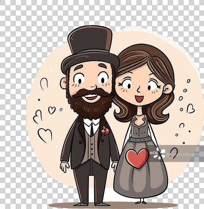 手绘犹太夫妇漫画图片素材