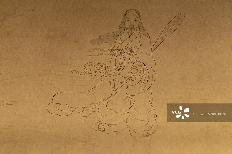 北京“故宫博物院藏历代人物画特展”：元 佚名 九歌图卷（纸本，墨笔；图中依次绘出《九歌》所塑造的形象图片素材