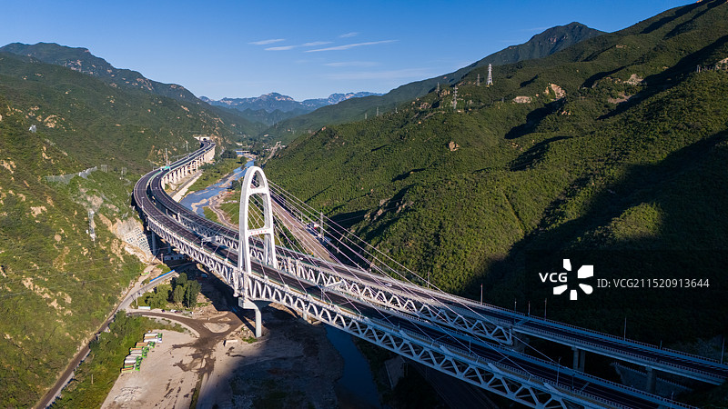 航拍京蔚高速北京段的安家庄东桥图片素材