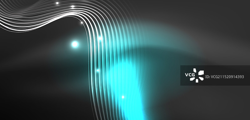 闪亮发光的霓虹波浪霓虹灯或激光秀图片素材