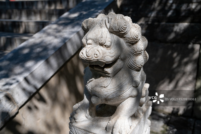 北京法源寺文物石狮子特写镜头图片素材