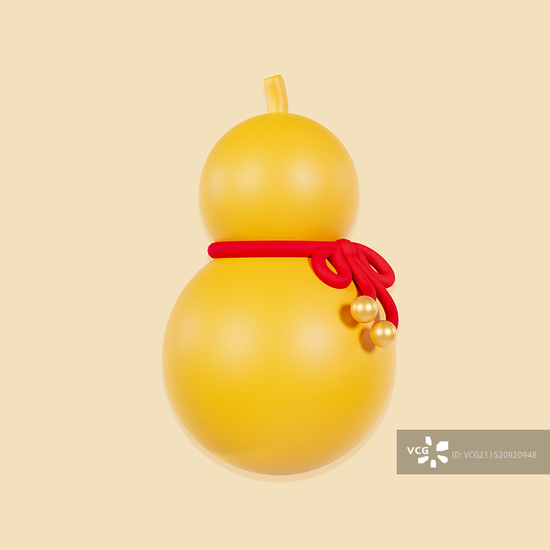 3D渲染的立体葫芦酒壶元素插画图片素材