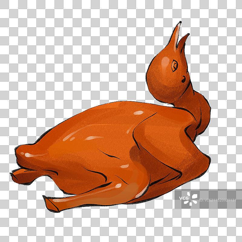 红烧乳鸽-广东城市美食土特产小吃插画元素图片素材