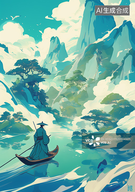 【AI数字艺术】早发白帝城古诗配图图片素材