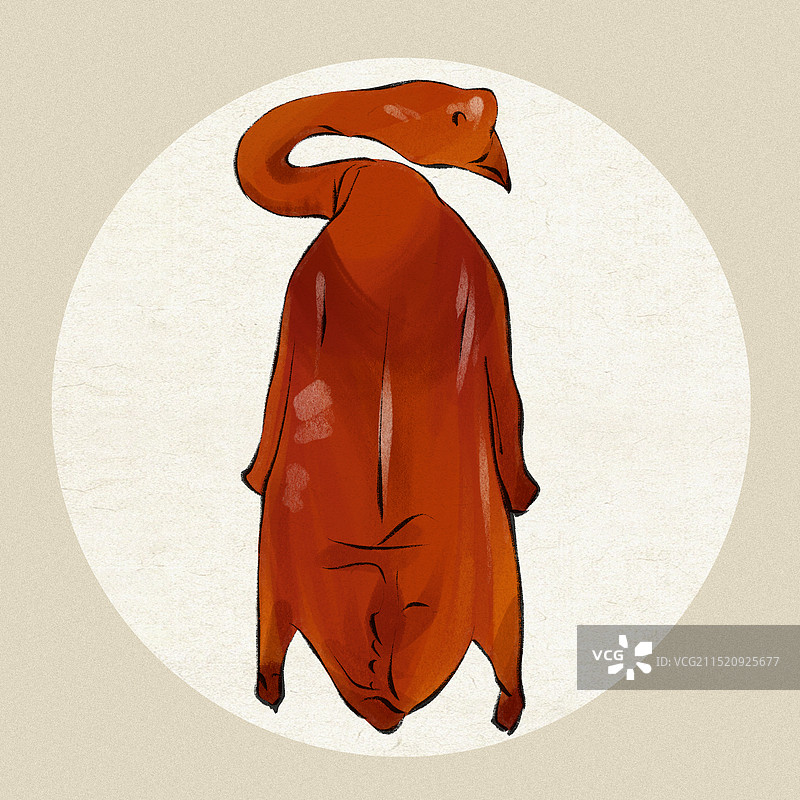 脆皮烧鹅-广东城市美食土特产小吃插画图片素材