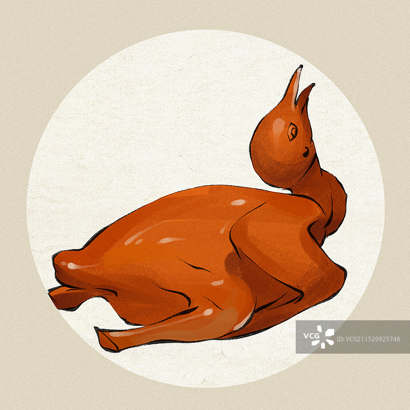 红烧乳鸽-广东城市美食土特产小吃插画图片素材