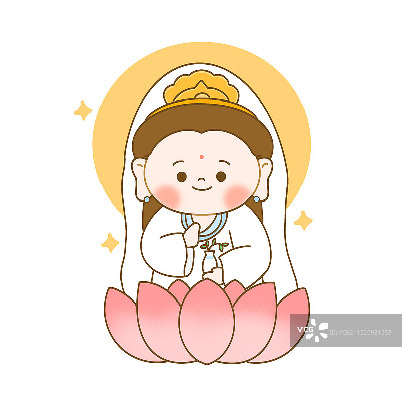 卡通观音插画图片素材