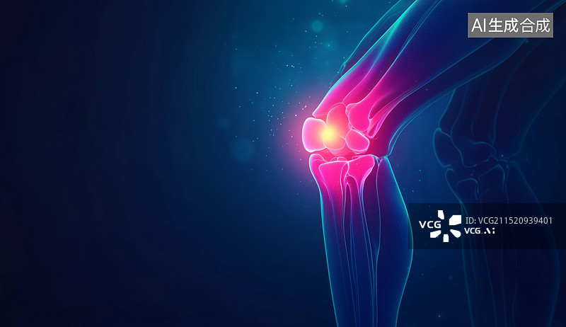 【AI数字艺术】3D发光踝关节骨骼腿部医疗概念图图片素材
