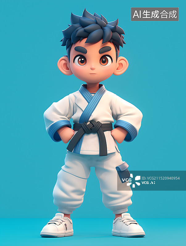 【AI数字艺术】3D卡通跆拳道运动员图片素材