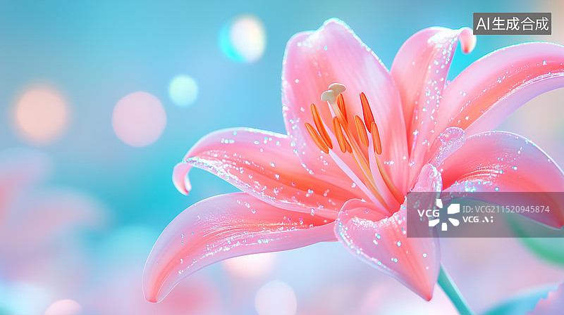 【AI数字艺术】夏天百合花绽放特写图片素材