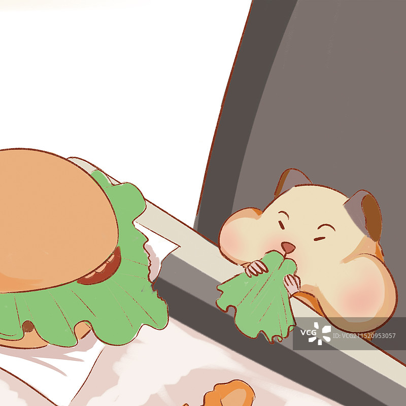 小仓鼠吃汉堡图片素材