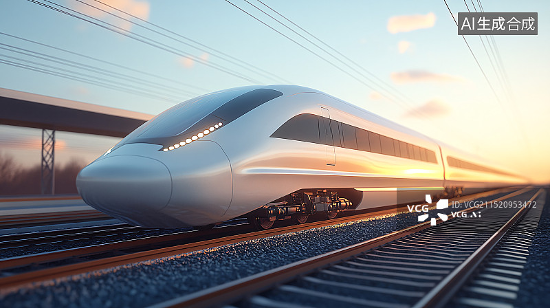 【AI数字艺术】行驶中的高铁火车列车图片素材