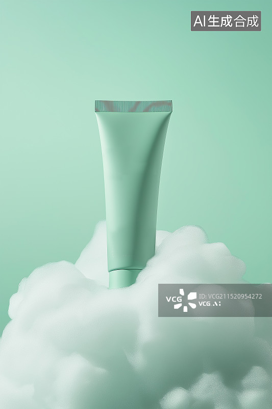 【AI数字艺术】洗面奶海报广告 云朵形状的泡沫图片素材