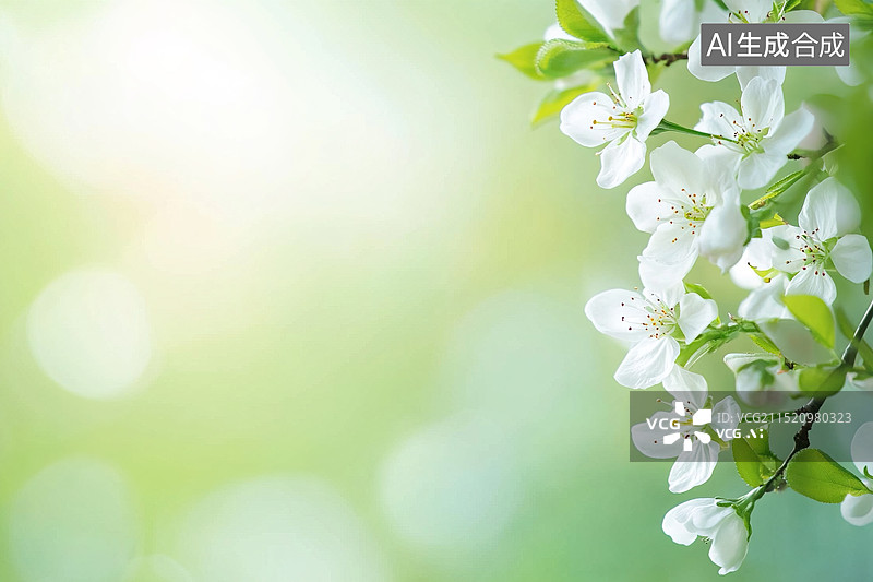 【AI数字艺术】白色花朵的春天图片素材