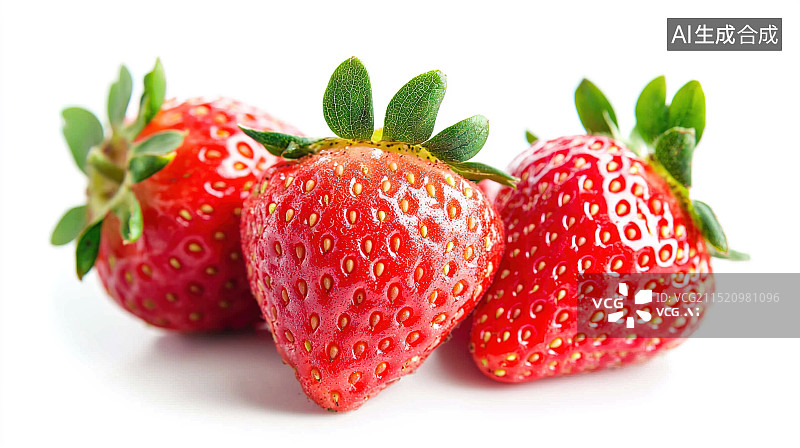 【AI数字艺术】四颗鲜红的草莓图片素材