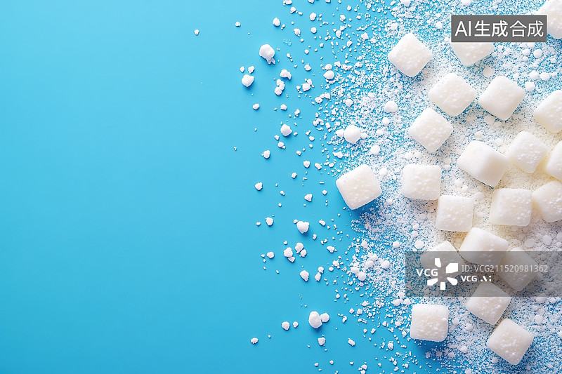 【AI数字艺术】白色方糖与蓝色的背景图片素材