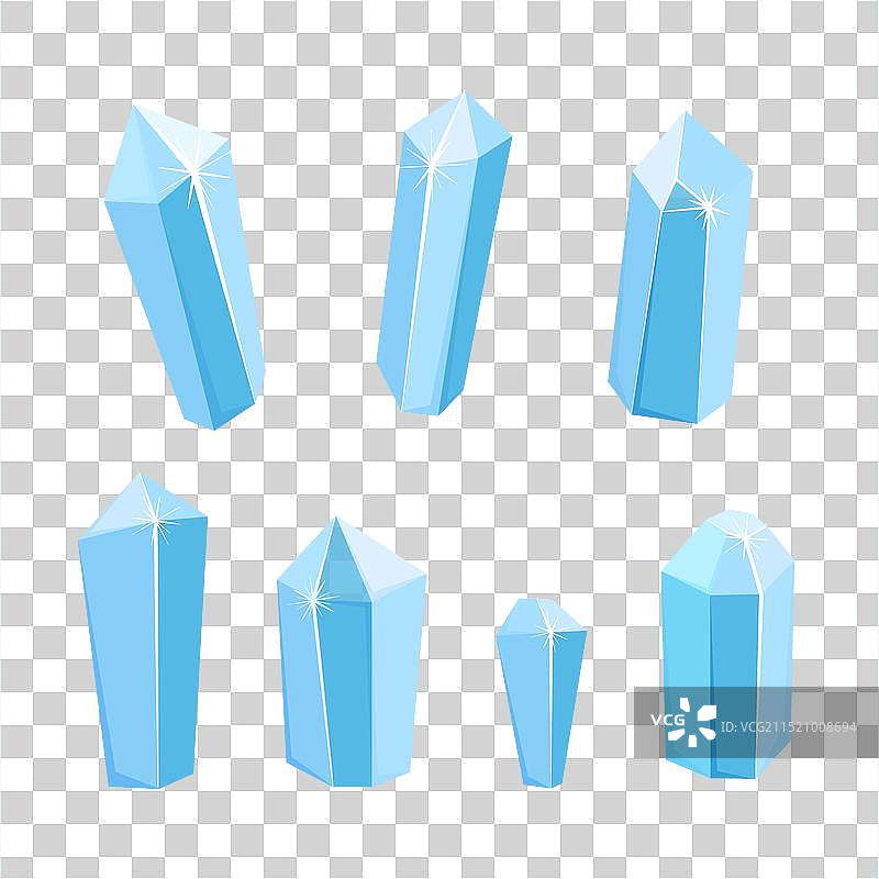 白色背景上的孤立冰晶集合图片素材