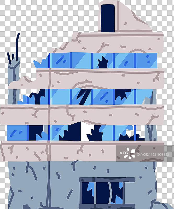 战争或地震后的损毁建筑物图片素材