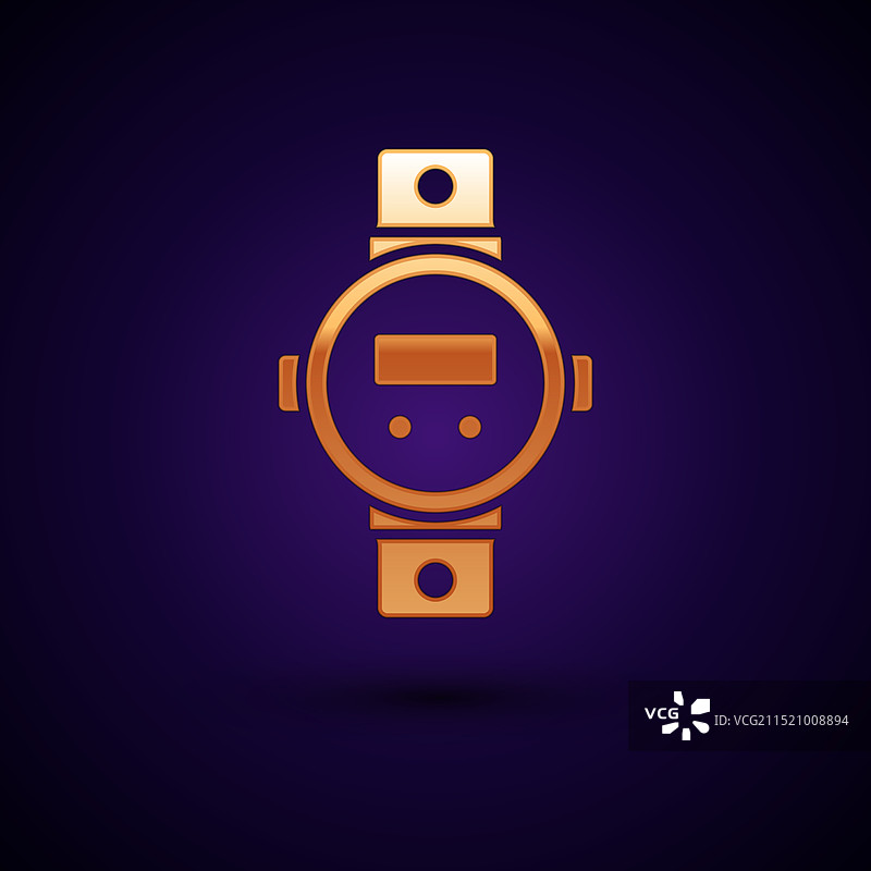 黑色背景上的金色潜水表图标图片素材