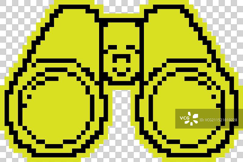 像素剪影图标，双筒望远镜向前看图片素材