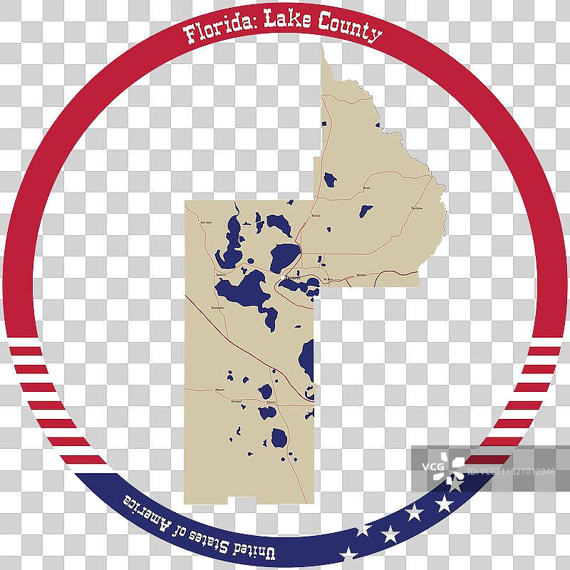 美国佛罗里达州莱克县地图图片素材