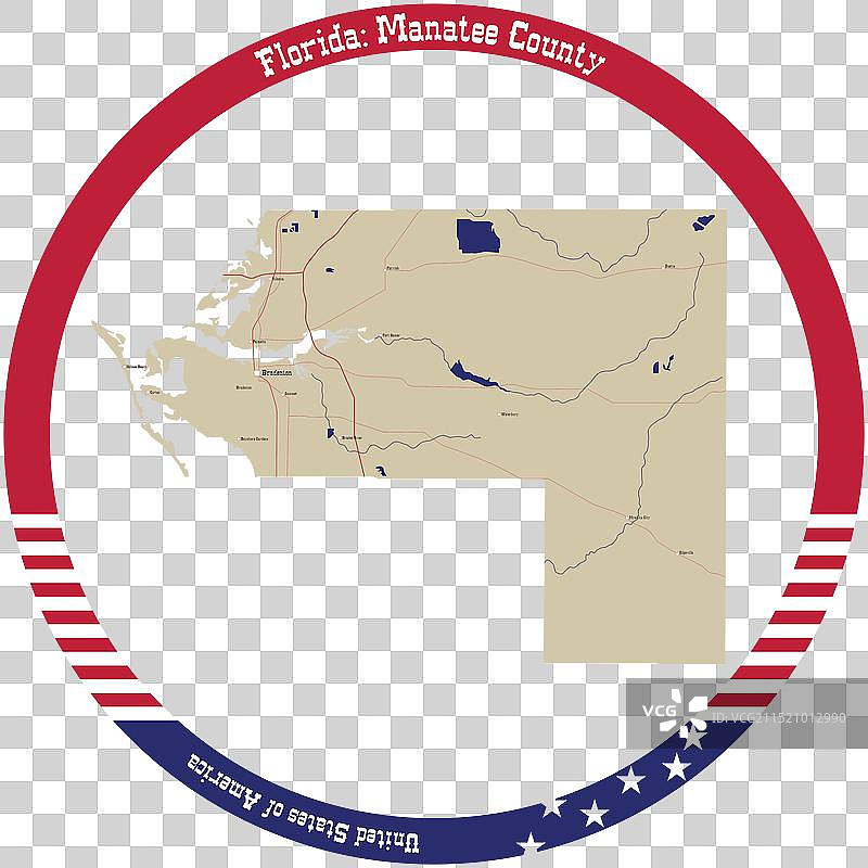美国佛罗里达州马纳提县地图图片素材