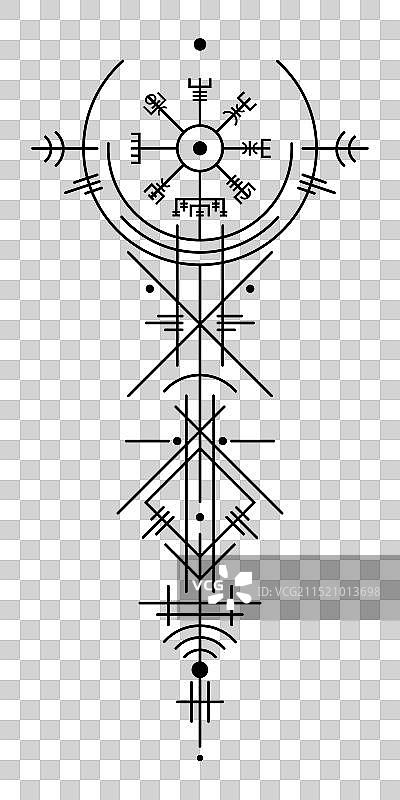 古老的维京艺术装饰Vegvisir魔法符号图片素材